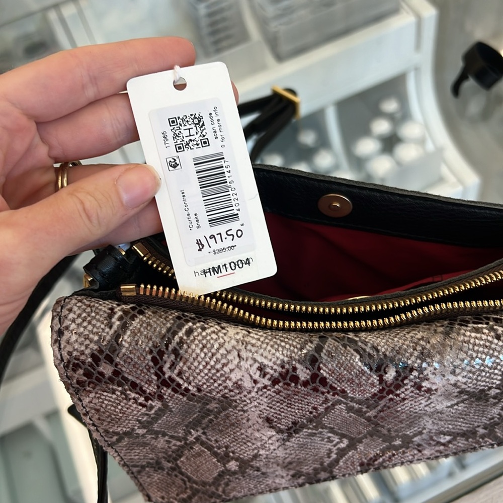 Hammitt Snakeskin Clutch/Crossbody with Gold Accents - Picture 7 of 11